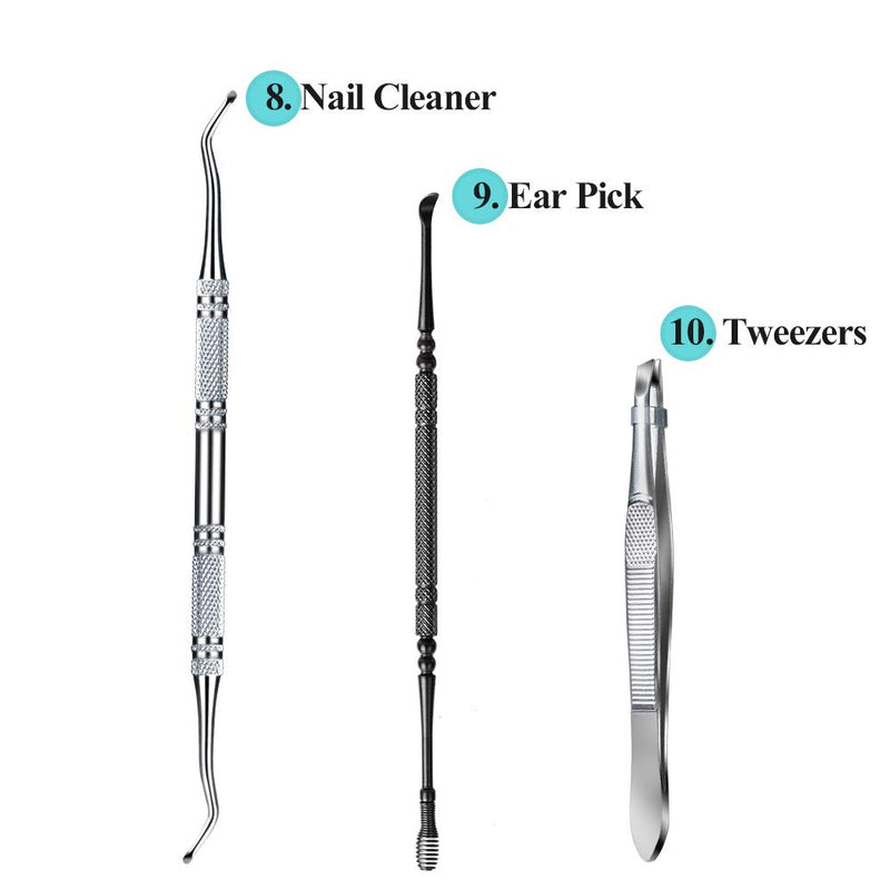 Ivandar Toe Nail Clippers for Ingrown or Thick Toenails Professional Podiatrist Toenails Nipper Manicure Pedicure Tools German High Carbon Stainless Slant Tip Tweezer Facial Care 10 in 1 - BeesActive Australia