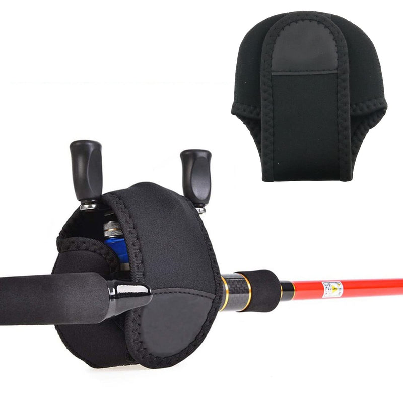 WHYHKJ Fishing Reel Bag 2pcs Fishing Reel Protective Case Cover Black Neoprene Spinning Reel Baitcasting Reel Storage Bag - BeesActive Australia