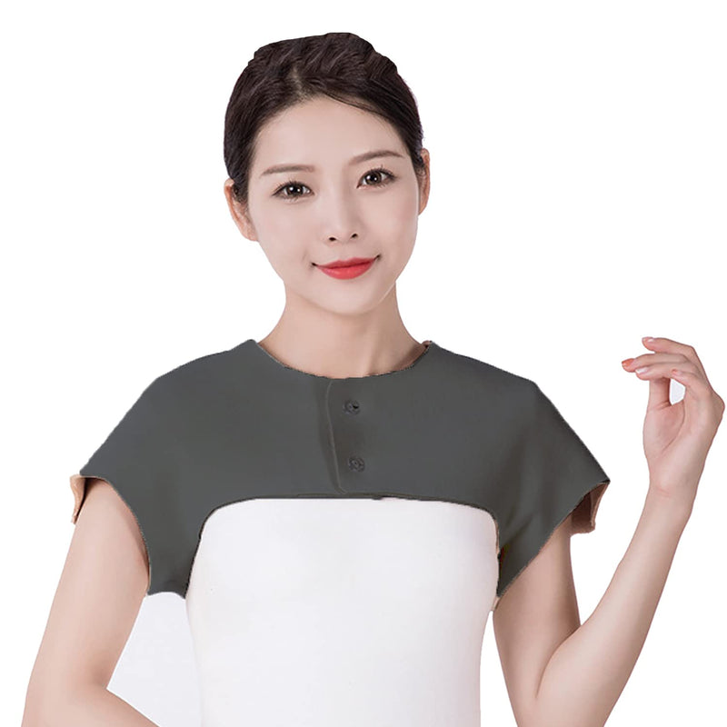 Double Shoulder Support Brace Winter Warm Support Protector Shawl Wrap Cuff for Neck Shoulders Breathable Velvet Heating Pad Protective Brace for Women Men Elderly Sleeping Relief Pain and Pressure Dark Grey - BeesActive Australia