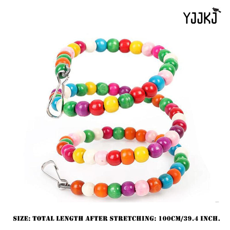 YJJKJ Bird Wood Beads Perch Parrot Revolving Suspension Bridge Toys Comfy Perch Bird Chew Toy for Parakeets Cockatiels, Conures, Budgerigar, Macaw, Lovebirds, Finches 39 inch - BeesActive Australia