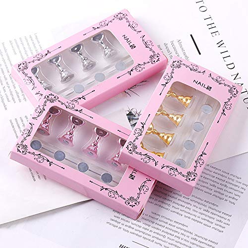 XICHEN 3 Sets/colour Acrylic Nail Display Stand Nail Tip Holder Magnetic Nail Practice Stand Fingernail DIY Nail Art Stand for False Nail Tip Manicure Tool Display Stand(Gold, Silver, Rose gold) - BeesActive Australia