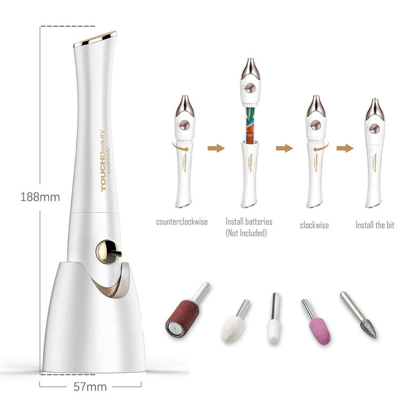 TOUCHBeauty Electric Nail File 5in1 Professional Manicure Pedicure Kit with Stand, Nail Buffer Drill Polisher for Natural Fingernails Toenails 5 Bits Golden TB-1335 1335 Golden - BeesActive Australia