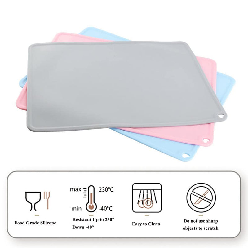 Silicone Pet Feeding Food Mat Dog Cat Placemat with Raised Edge, Anti-Slip Waterproof Pet Bowl Mats Pet Food Tray for Cats, Dogs and Small Animals 16.1"*12.2" Pink - BeesActive Australia