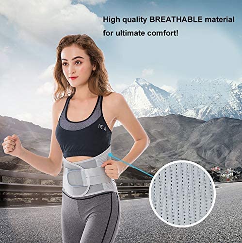 Lower Back Braces for Back Pain Relief - Compression Belt for Men & Women - Lumbar Support Waist Backbrace for Herniated Disc, Sciatica, Scoliosis - Breathable Mesh Design, Adjustable Straps (S, Gray) S(Navel:30"-35") - BeesActive Australia