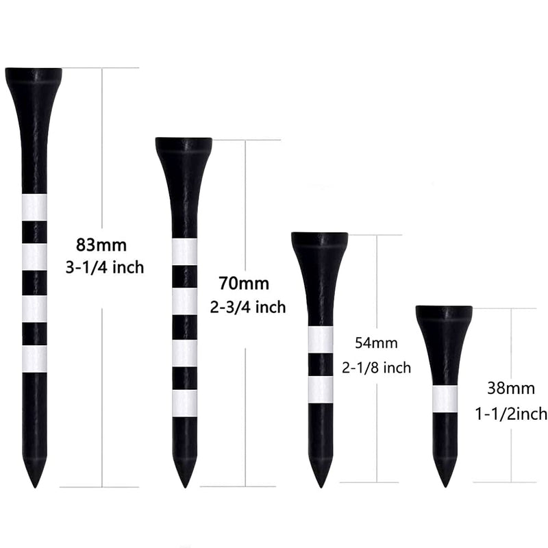 Zivisk Wooden Golf Tees 3-1/4",2-3/4",2-1/8",1-1/2" Available,100 Count Bamboo Wood Tees (Natural Color, White, Black, Green, Blue, Red, Yellow Available) 1 1/2 inch - BeesActive Australia