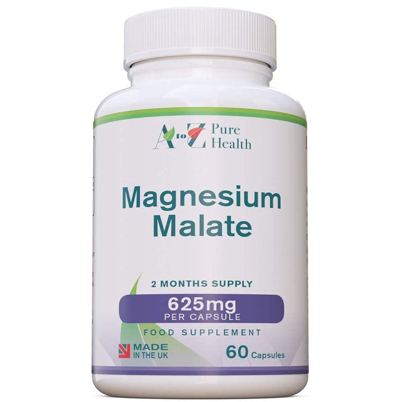 Magnesium Malate Capsules | High Absorption, Premium Magnesium Malate 625mg Supplement | 60 Easy to Swallow Capsules (2 Months Supply) | Supports Energy Levels, Heart Health, Muscle Function | UK Made - BeesActive Australia