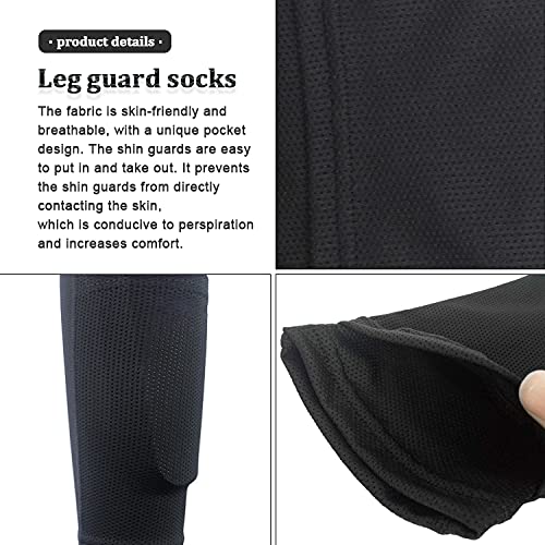 QUUPY Soccer Shin Guards,Youth Football Calf Socks,Used in Adults and Teenagers,Black,18 cm x 10 cm - BeesActive Australia
