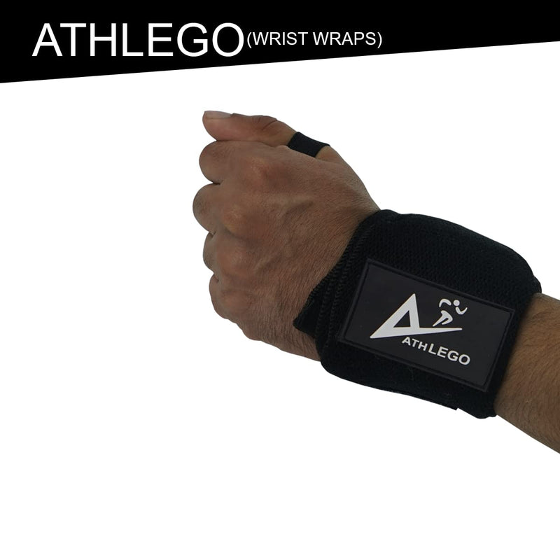 Athlego Wrist Wraps for Weightlifting Men, Professional Lifting Wrist Wraps with Thumb Loop for Strength Training, Bodybuilding, Weight Lifting Black - BeesActive Australia
