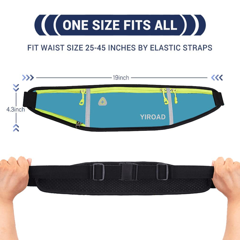 YIROAD Running Belt, Waterproof Fanny Pack for Women Men, Workout Running Waist Pack Bag with Foldable Water Bottle Holder, Adjustable Running Pouch Phone Holder Accessories, Yilu-wp-001, Blue - BeesActive Australia