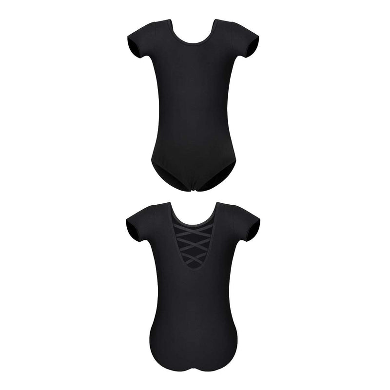 Ballet Leotard for Girls, Basic Dance Ballet Leotards Short Sleeve, Crisscross Straps Back Dance Tops for Girls/Toddlers Black 2-4 Years - BeesActive Australia
