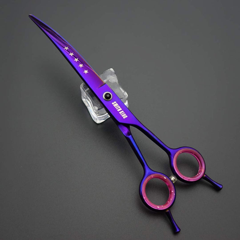 7.0 inches Professional Dog Grooming Scissors Set Straight & thinning & Curved & chunkers & comb 5pcs in 1 Set for left-handed & right handed Right-handed Purple - BeesActive Australia