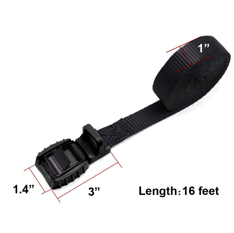[AUSTRALIA] - Mind and Action 16 Foot Sturdy Tie Down Strap Lashing Strap with Rubber Padded Cam Lock Buckle,for Car Roof Rack,Kayak Canoe SUP Surfboard Tie Down,Boat Trailer Tow Strap(4 Pack) 