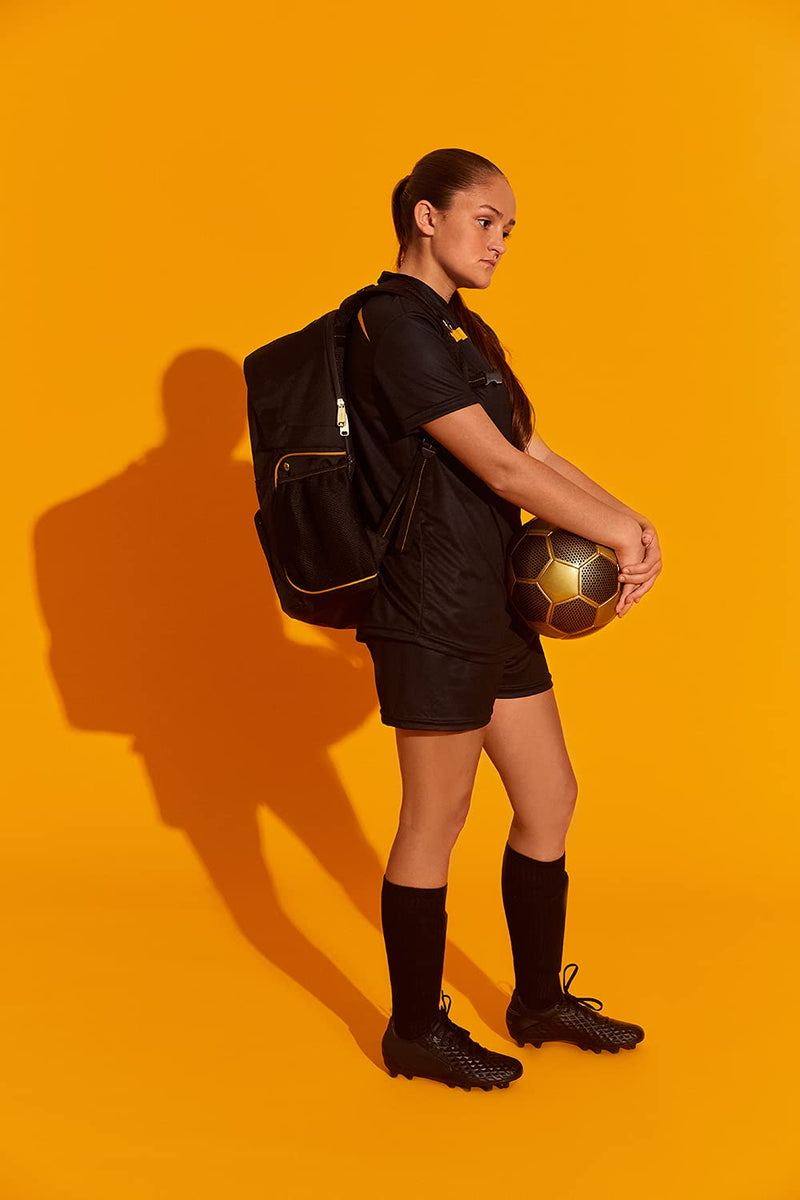 RIP-IT Womens Cut Slip-in Soccer Shin Guards - Includes Moisture Management Lined Padding Black & Gold Large - BeesActive Australia