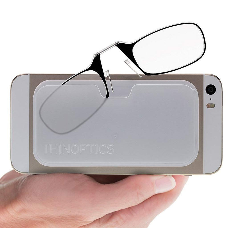 ThinOptics Reading Glasses + Universal Pod Case Rectangular Black Frames / Black Case (Retail) 44.45 Millimetres 1.5 x - BeesActive Australia