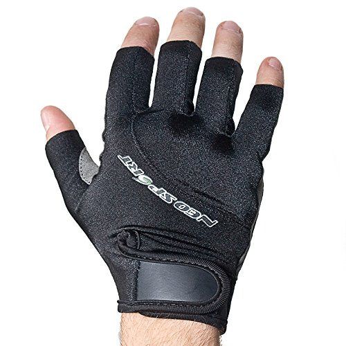 [AUSTRALIA] - NeoSport 3/4 Finger Neoprene Gloves, 1.5mm Unisex Design, Biking, Sailing, Black Large 