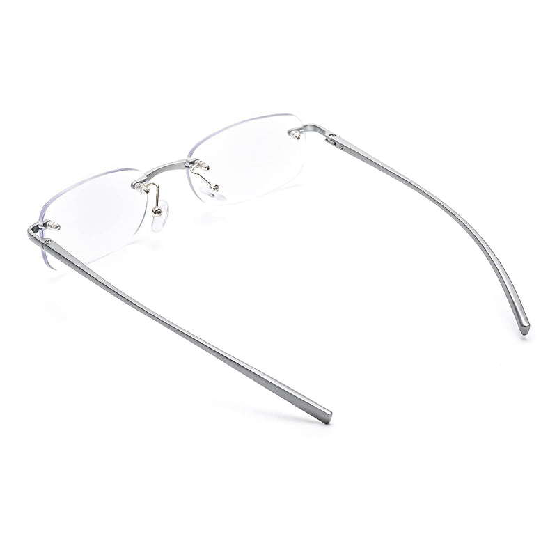 2 Pack Rimless Blue Light Blocking Reading Glasses for Men and Women with Spring Hinge Fashion Lightweight Computer Readers 2 Pack 1.0 x - BeesActive Australia