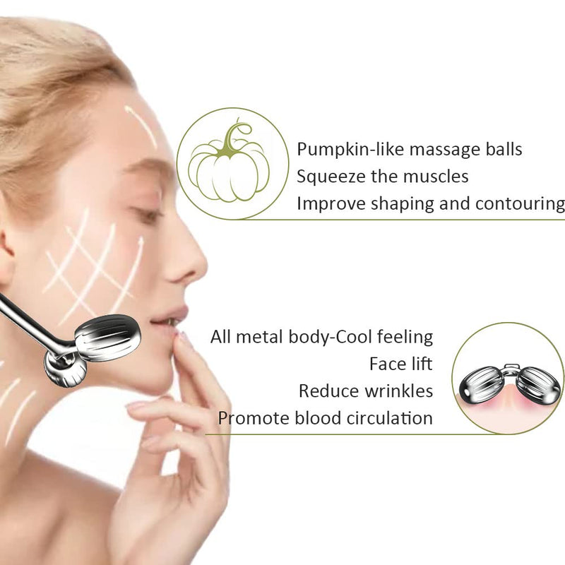 Face Massager, Metal Face Roller Gua Sha Massage Tool for Face Neck Eye Body Skin Care, Facial Roller for Women JHY-FMR-2-steel - BeesActive Australia