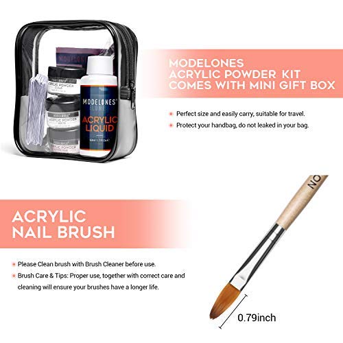 Modelones Acrylic Powder with Professional Liquid Monomer for Nail Extension Clear/White/Nude All in One Kit with Carrier Bag Acrylic Nail Brush Nail Form No Need Nail Lamp, MMA Free Monomer - BeesActive Australia