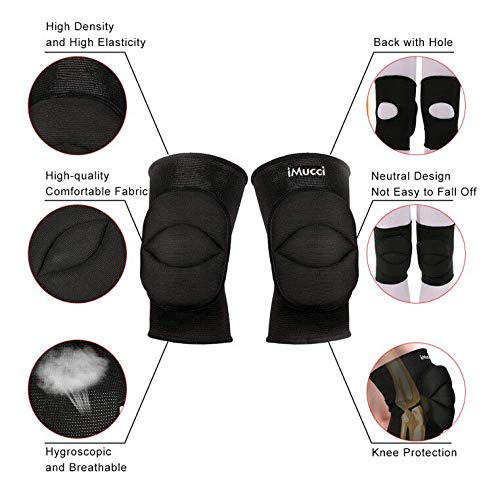 iMucci Professional Protective Knee Pads - 0.78 inch Thick Sponge Non-Slip Sports Dance Kneepad (Back with Hole Size L) Back with Hole X-Large - BeesActive Australia