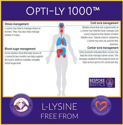 L-Lysine 1000mg - XL Box 3 Months 90 caps Not 60 | Opti- Ly 1000™ |Essential Amino Acid | Athletic Performance| Muscle Power | BP | Heart| Cold Sores| Leaky Gut| Sugar Support| Mood| Exam Anxiety - BeesActive Australia