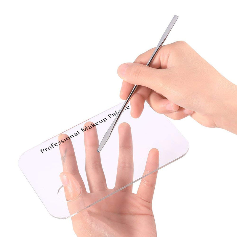 Makeup Palette - Clear Acrylic Makeup Nail Art Cosmetic Mixing Palette & Stainless Spatula Tool Set - BeesActive Australia