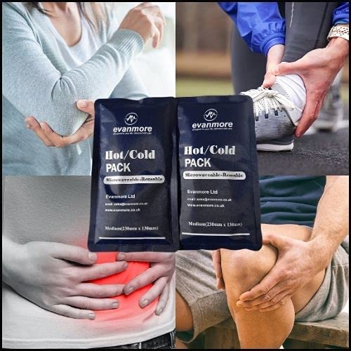 2 x Evanmore Reusable Hot Cold Gel Pack Packs Large, Luxury - Easy to use - Flexible - Long Lasting - Knee, Shoulder wrap - 13 x 23cm - BeesActive Australia