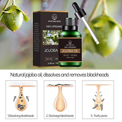 Organic Jojoba Oil - 100% Pure Natural Jojoba Oil – Cold Pressed Carrier Oil - Perfect OIL for Hair, Skin, Face, Nails and Hair (JOJOBA oil-3.38oz) JOJOBA oil-3.38 Ounce - BeesActive Australia