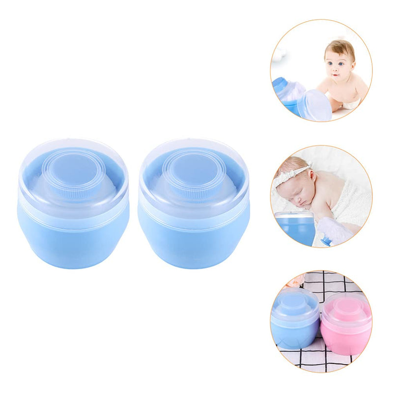 Toddmomy 2pcs Powder Puff Box Empty Body Powder Container with Soft Body Powder Puffs for Infant Home Travel Blue - BeesActive Australia