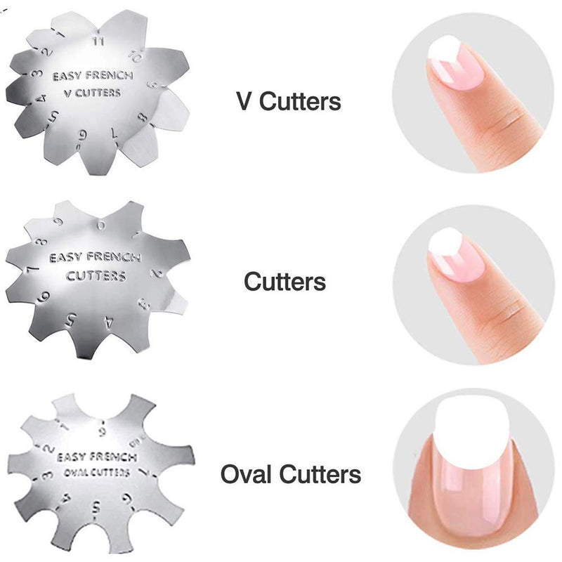 SILPECWEE 6 Pack Easy French Line Acrylic Gel Cutter Manicure Edge Trimmer Nail Cutter Stencil Tools (57 Size) No2 - BeesActive Australia