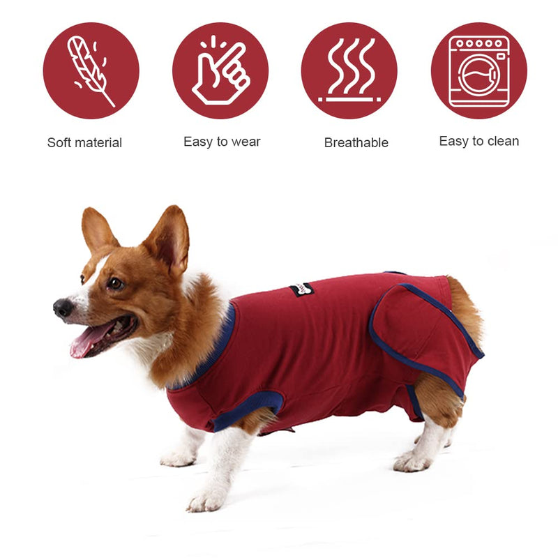Vanansa Dog Surgical Suit, Dog Surgery Recovery Suit After Surgery Operation, Dog Onsie to Alternative E-Collar After Surgery Wear Dog Medical Cloth. L Red - BeesActive Australia