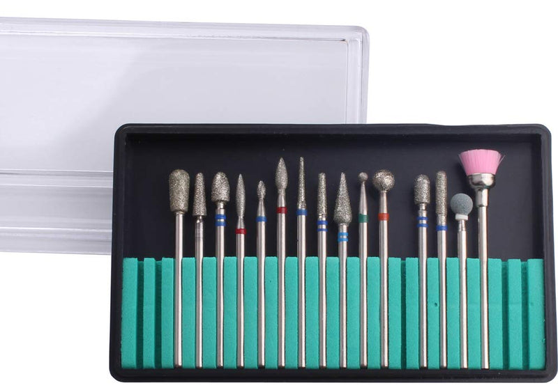 MZCMSL Cuticle Drill Bit Set,15pcs Diamond Cuticle Remover Bits Kit with Case,Professional 3/32 Manicure Drill Bits Cuticle bit set - BeesActive Australia