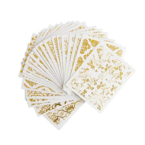 Miss Babe 20pcs Mixed Style Shinny 3D Sticker Nails Art Gold Glitter Adhesive Flower Vine for Manicure Tips Mix Nail Decals - BeesActive Australia