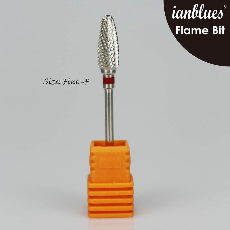 ianblues Nail Drill, Flame Bit, Professional Drill Bit to Quick Remove Nail Gels, Acrylic Gels, Dip Powder (Fine -F, Silver) Fine -F - BeesActive Australia