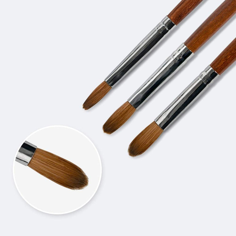 Nail Brushes, 100% Pure Kolinsky Nail Sable Brush for Acrylic Hair Bristles, Wood Handle Professional Nail Art Painting Handle Brush 18# 18# - BeesActive Australia