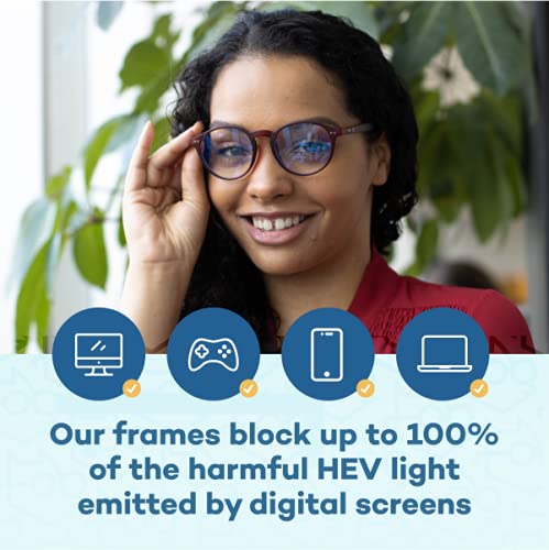 Foxmans Stylish Blue Light Blocking Glasses for Men & Women | Protection Against Computer & Digital Eye Strain, Dry Eyes, Headaches & Blurry Vision | UK Brand Lennon Everyday Lens (Red Frame) - BeesActive Australia