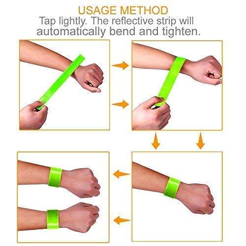 Reflective Bands for Wrist, Arm, Ankle, Leg. High Visibility Reflective Gear for Night Walking, Cycling and Running. Safety Reflector Tape Straps. Very Large Reflective Surface Area Green - 4 Bands - BeesActive Australia