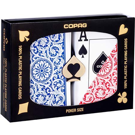 [AUSTRALIA] - Copag 1546 Design 100% Plastic Playing Cards, Poker Size Jumbo Index Red/Blue Double Deck Set 1 Pack 