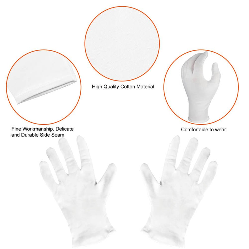 Paxcoo 6 Pairs XL White Cotton Gloves for Dry Hand Moisturizing Cosmetic Eczema Hand Spa and Coin Jewelry Inspection - BeesActive Australia