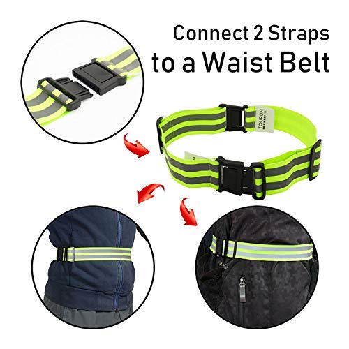 Reflective Running Gear Bands Armband Belt for Night Walking Bike, Adjustable Reflective Bands for Runners Women Kids Men, Bicycle Pants Cuff Bands Straps Clip, Arm Ankle Leg Safety Bands for Cycling - BeesActive Australia