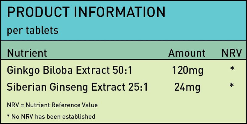 Ginkgo Biloba 6000mg & Siberian Ginseng 600mg Supplements - 60 Tablets - Memory Mental Focus - BeesActive Australia
