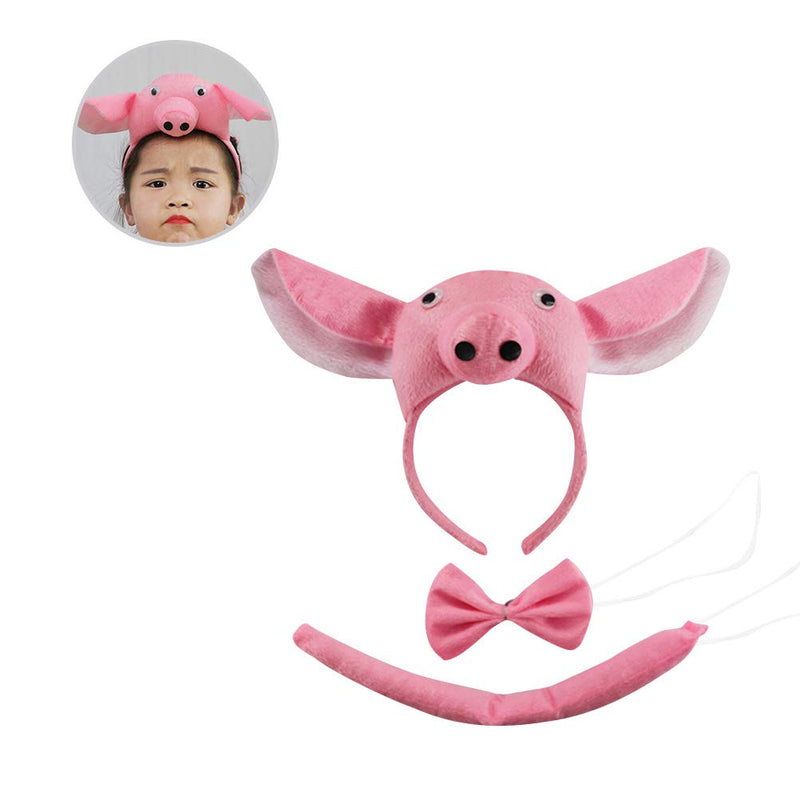 Amosfun Pig Ears Costume Headband with Bow Tie and Tail Pig Costume Accessory April Fool 's Day Children's Party Decoration Party Cosplay - BeesActive Australia