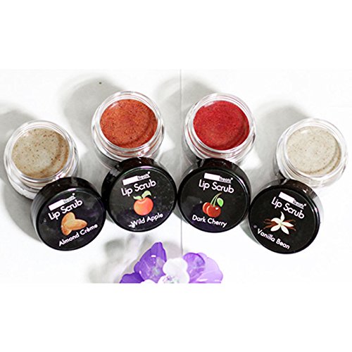 4pc Beauty Treats Lip Scrub with Almond Creme Wild Apple Vanilla Bean Dark Cherry All 4 Full Set - BeesActive Australia