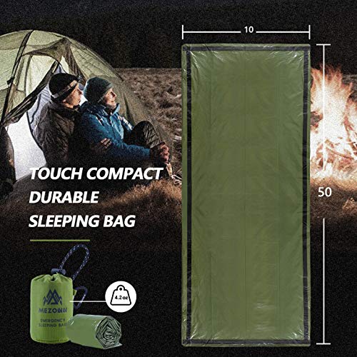 Mezonn Emergency Sleeping Bag Survival Bivy Sack Use as Emergency Blanket Lightweight Survival Gear for Outdoor Hiking Camping Keep Warm After Earthquakes, Hurricanes and Other disasters Green Set - BeesActive Australia
