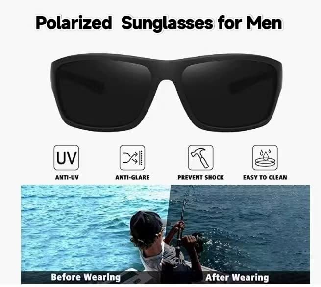 WFEANG Polarized Sports Sunglasses for Men Driving Cycling Fishing Sun Glasses UV Protection 2pack-black - BeesActive Australia