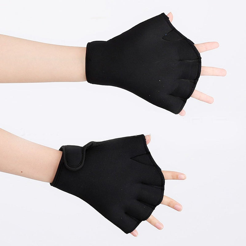 Efanr 1 Pair Training Aqua Fit Swim Webbed Gloves Aquatic Fitness Water Resistance Gloves for Women Men Children Black Small - BeesActive Australia