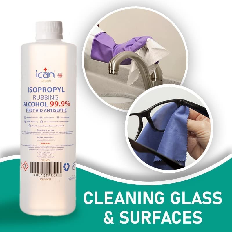 ican london isopropyl rubbing alcohol 99.9% first aid antiseptic disinfectant 500ml - BeesActive Australia