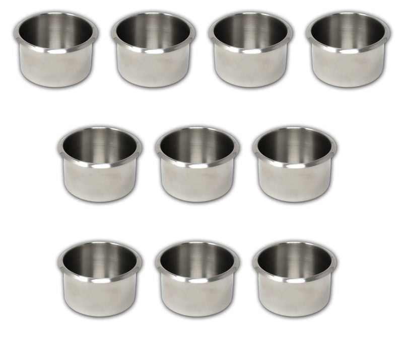 Da Vinci Lot of 10 Drop in Stainless Steel Poker Table Jumbo Cup Holders 4 Inch Wide - BeesActive Australia