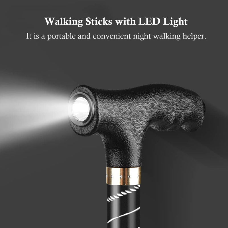 OOCOME LED Light Aluminium Walking Stick With Rubber Ferrule Adjustable Walking Cane for Men Women Arthritis Seniors Disabled and Elderly - BeesActive Australia