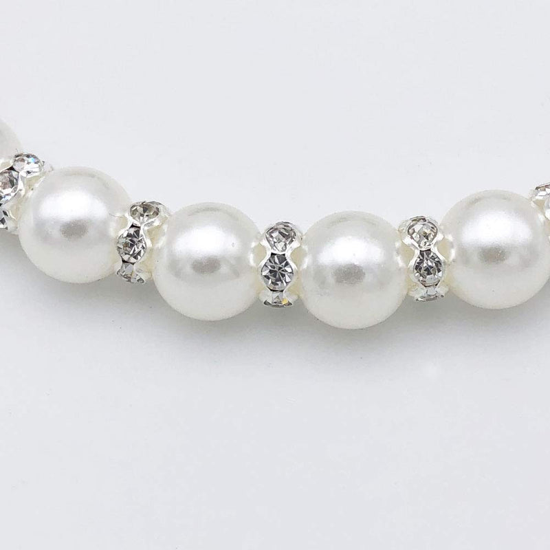 PETFAVORITES Ombre Pearls Dog Necklace Collar Jewelry for Small Dogs Puppy - Bling Rhinestones Cat Wedding Collar for Pets - Cute Teacup Chihuahua Yorkie Girl Clothes Costume Outfits Accessories Size S Snow White - BeesActive Australia