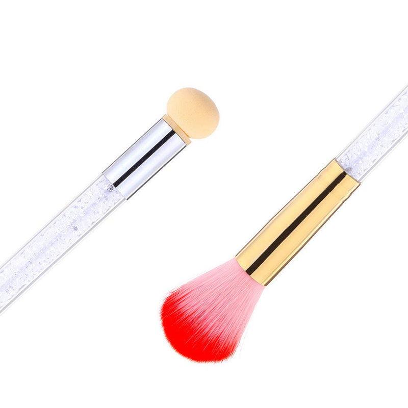 SILPECWEE 1Pc Double Head Acrylic Nail Art Brush Nail Gradient Shading Pen Nail Dust Remover Powder Cleaner Brushes Manicure Design Tool NO1 - BeesActive Australia